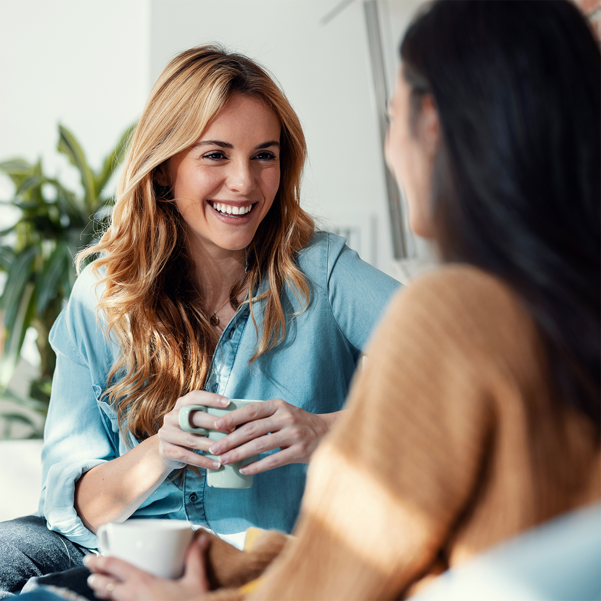 Woman Smiling Drinking Coffee